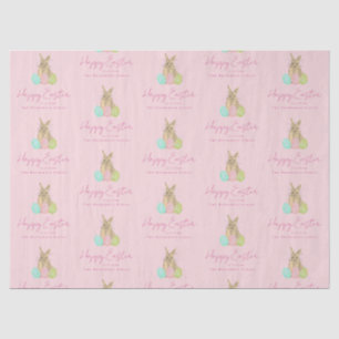 Personalised Happy Easter Cute Bunny Pink Tissue Paper