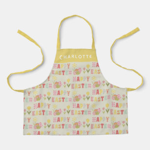 Personalised Happy Easter Cute Colourful Pattern Apron