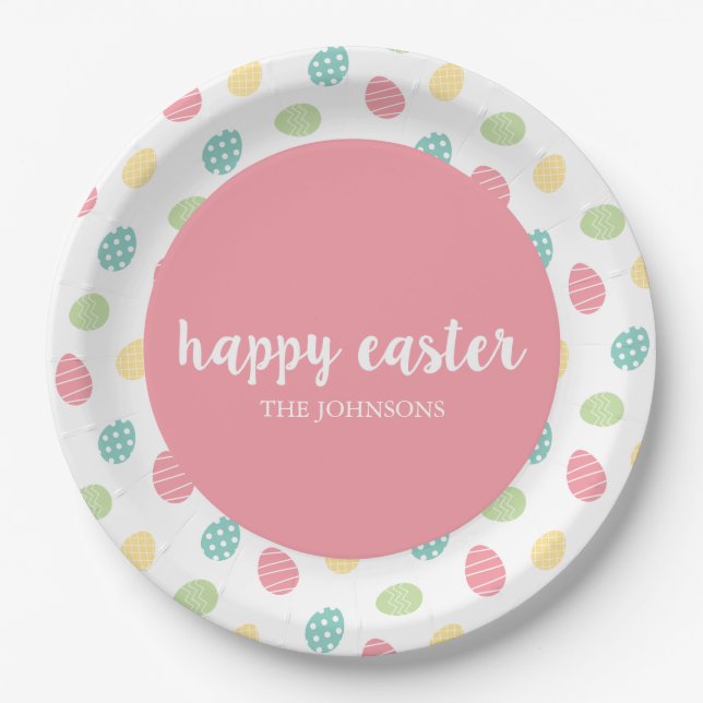 Personalised Happy Easter Egg Paper Plates (Front)