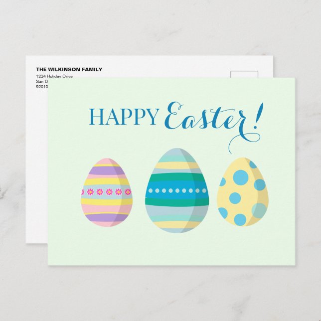Personalised Happy Easter Eggs Colourful Holiday Postcard (Front/Back)