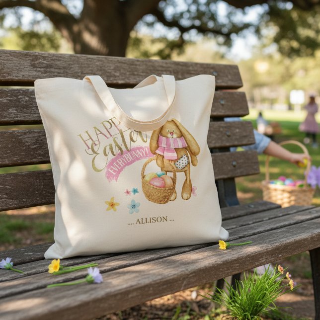 Personalised Happy Easter Everybunny ID640 Tote Bag (Creator Uploaded)