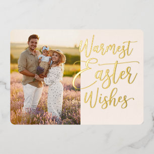 Personalised Happy Easter Family Photo Gold Foil Holiday Card