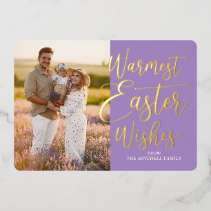Personalised Happy Easter Family Photo Gold Foil Holiday Card