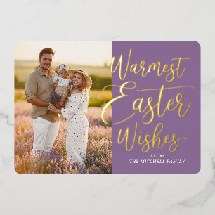 Personalised Happy Easter Family Photo Gold Foil Holiday Card