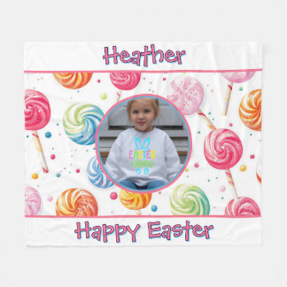 Personalised Happy Easter Lollipop Candy Photo Fleece Blanket
