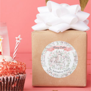 Personalised Happy Easter Spring Deer Bunny Classic Round Sticker