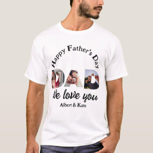 Personalised happy fathers day Dad 3 photo collage T-Shirt