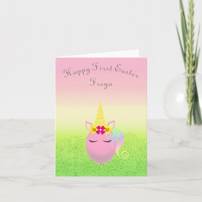 Personalised Happy First Easter Baby Girl Card (Front)