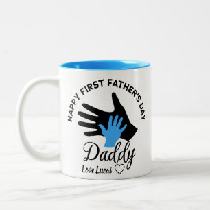 Personalised Happy First Fathers Day 2024 From Son Two-Tone Coffee Mug