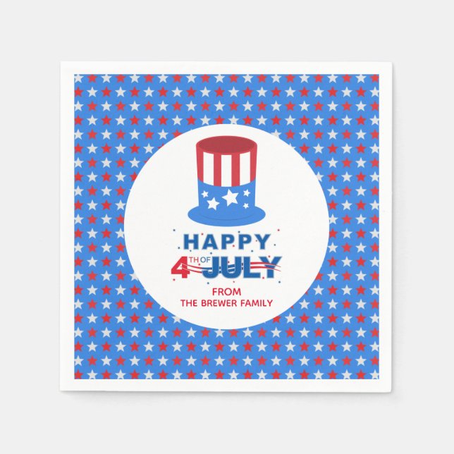 Personalised Happy Fourth of July Paper Napkin (Front)