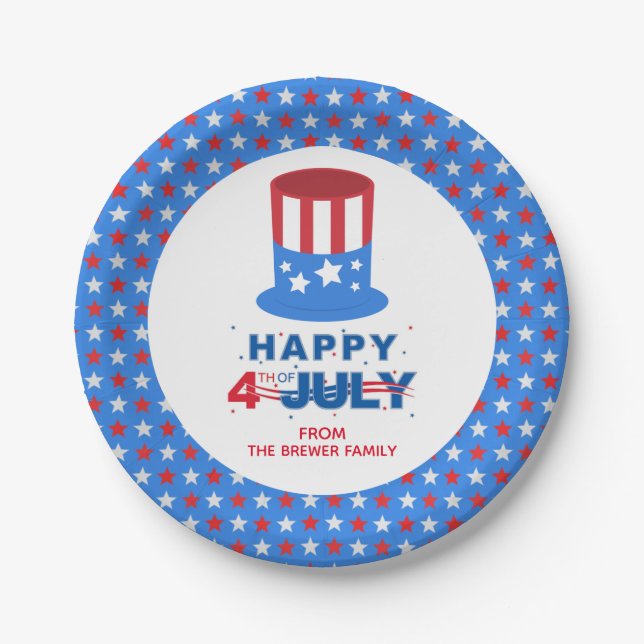 Personalised Happy Fourth of July Paper Plates (Front)