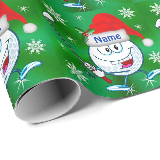 Personalised Happy Golf Christmas Wrapping Paper (Roll Corner)
