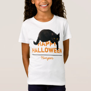 Personalised Happy Halloween Black Cat T-Shirt