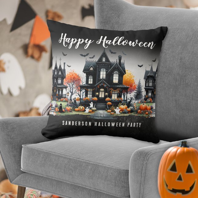 Personalised Happy Halloween Cushion (Personalized Happy Halloween Throw Pillow)