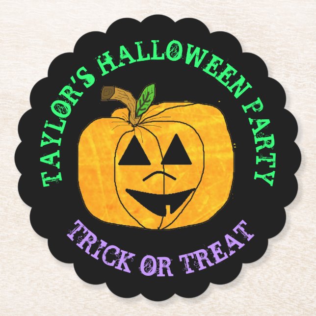 Personalised Happy Halloween DisposableCoasters Paper Coaster (Front)