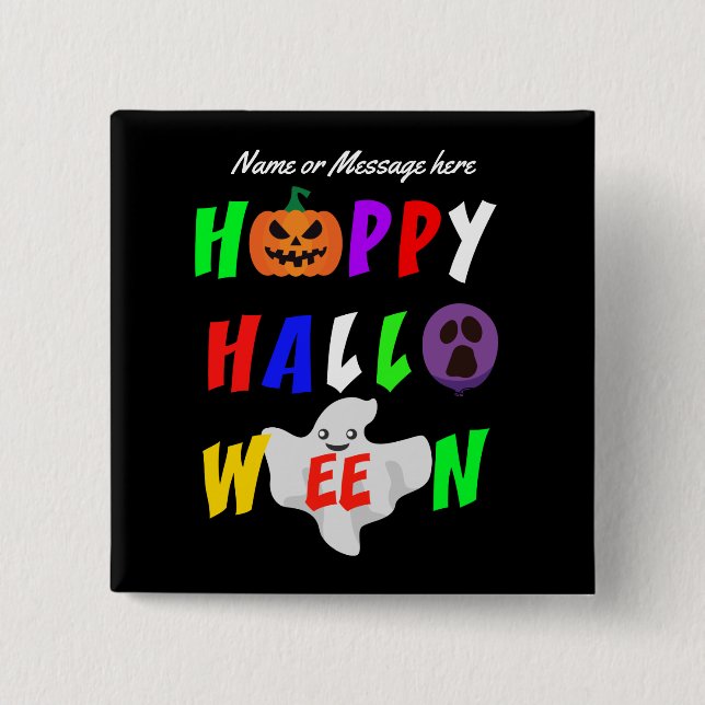 Personalised Happy Halloween Fun 15 Cm Square Badge (Front)