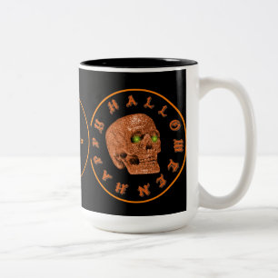 Personalised Happy Halloween Glitter Skull Mug