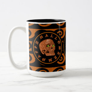 Personalised Happy Halloween Glitter Skull Mug 2