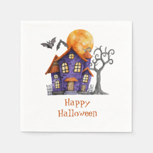 Personalised Happy Halloween Haunted House  Napkin