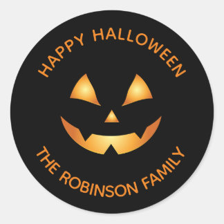 Personalised Happy Halloween Jack O Lantern  Classic Round Sticker