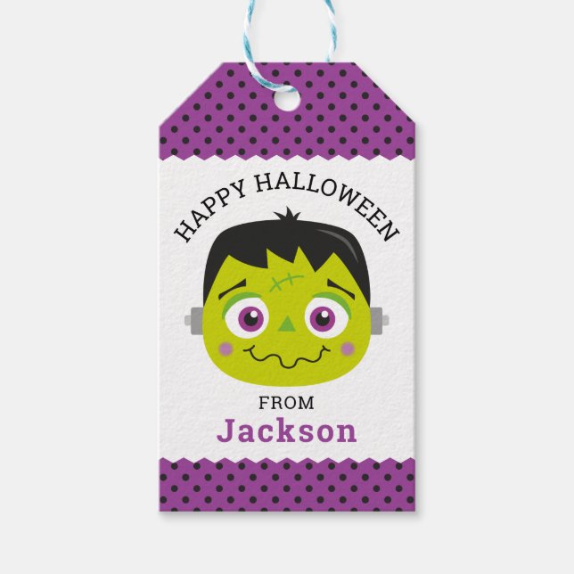 Personalised Happy Halloween Monster Gift Tag (Front)