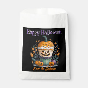 Personalised Happy Halloween   PUMPKIN CUPCAKE Favour Bags