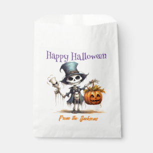 Personalised Happy Halloween SKELETON & TOP HAT Favour Bags