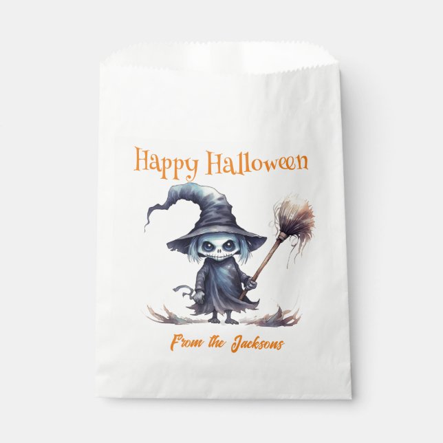 Personalised Happy Halloween | SKELETON WITCH Favour Bags (Front)