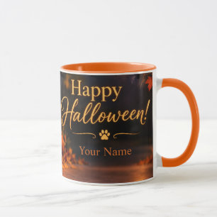 Personalised Happy Halloween Surprised Dog Mug