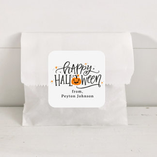Personalised Happy Halloween Treat Bags Square Sticker