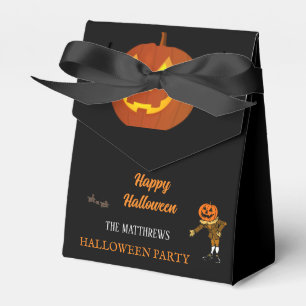 Personalised Happy Halloween Treats Pumpkin Party Favour Box