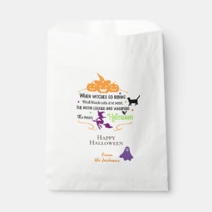 Personalised Happy Halloween Witches Go Riding Favour Bags