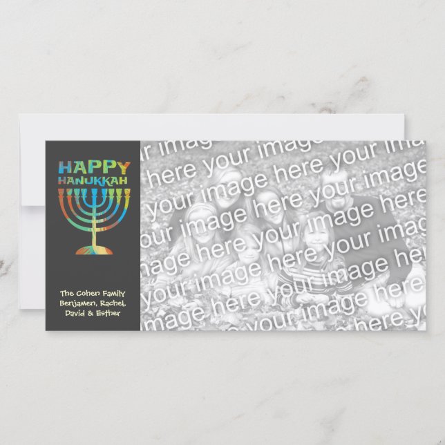 Personalised Happy Hanukkah Manorah Photo Cards (Front)