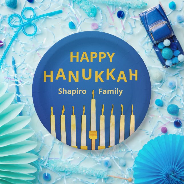 Personalised Happy Hanukkah! Menorah  Paper Plate (Party)