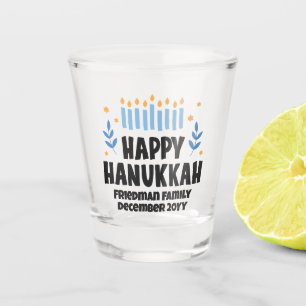 Personalised Happy Hanukkah Party Favour Shot Glas Glass