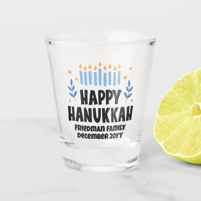 Personalised Happy Hanukkah Party Favour Shot Glas Shot Glass (Front)