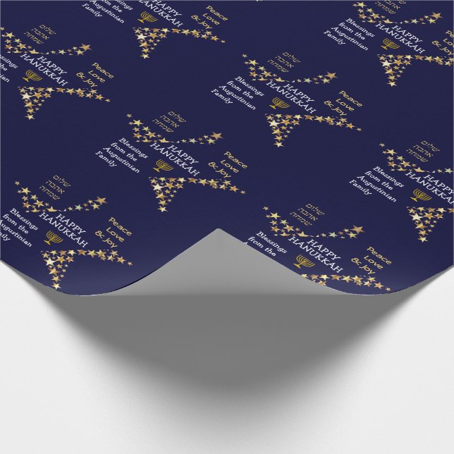 Personalised HAPPY HANUKKAH Wrapping Paper (Corner)