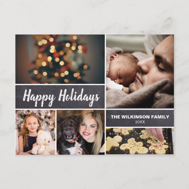 Personalised Happy Holiday Christmas Photo collage (Front)