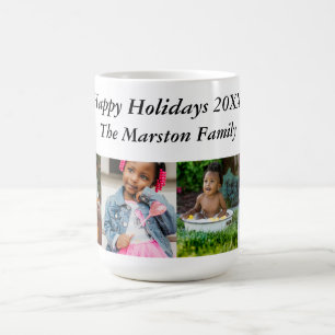 Personalised Happy Holidays 20XX 4 Photo Classic Coffee Mug