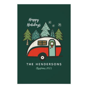 Personalised Happy Holidays Camper Poster