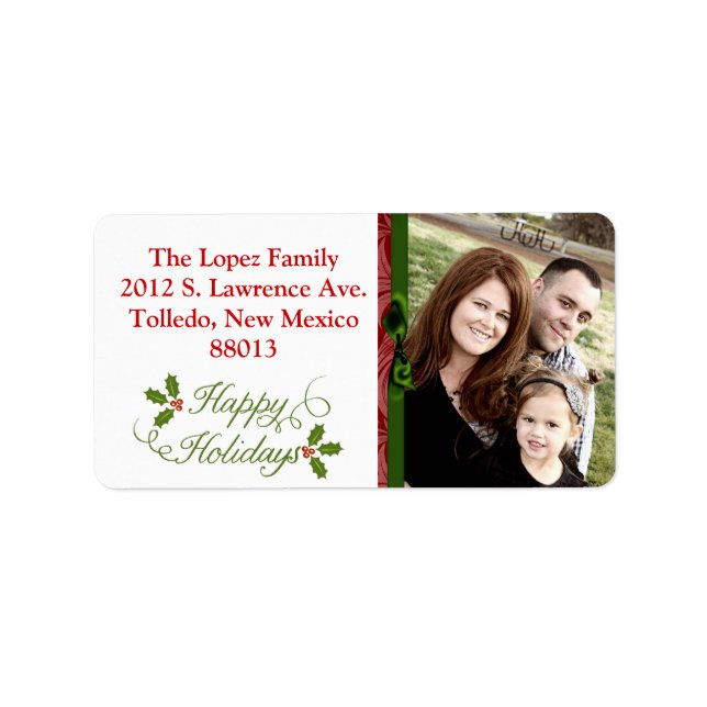 Personalised Happy Holidays Christma Mailing Label (Front)