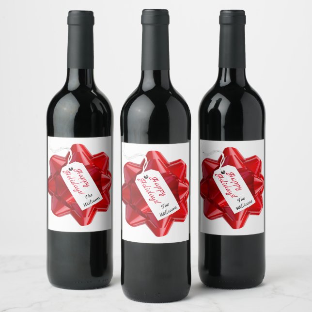 Personalised Happy Holidays Christmas Wine Label (Bottles)