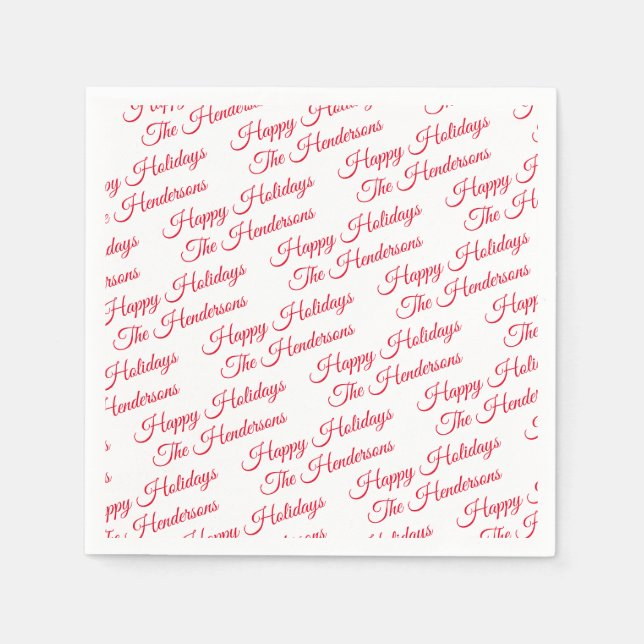Personalised Happy Holidays Napkin (Front)