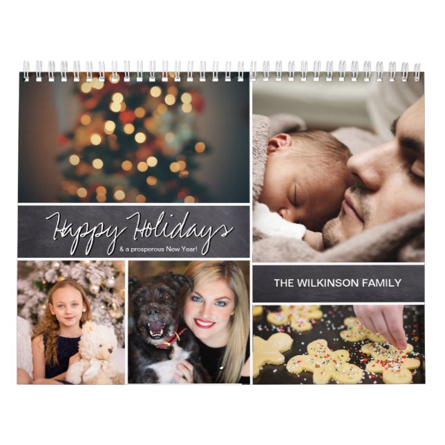 Personalised Happy Holidays, New Year, Photo Calendar (Cover)