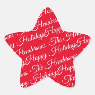 Personalised Happy Holidays red Star Sticker