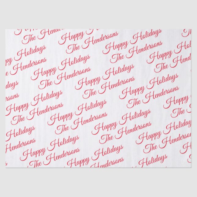 Personalised Happy Holidays Tissue Paper (Front)