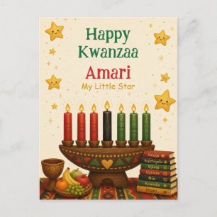Personalised Happy Kwanzaa My Little Star Kids Holiday Postcard