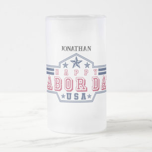 Personalised Happy Labour Day Frosted Glass Beer Mug