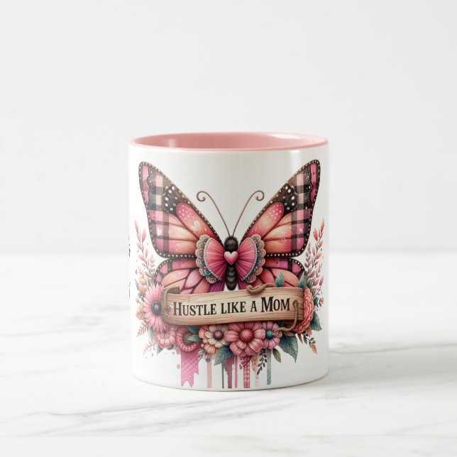 Personalised Happy Mother's Day Butterfly Two-Tone Coffee Mug (Center)