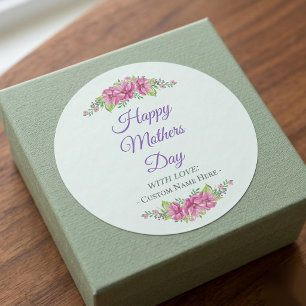 Personalised Happy Mothers Day Flower Classic Round Sticker